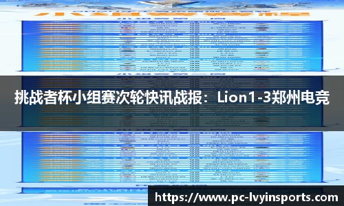 挑战者杯小组赛次轮快讯战报：Lion1-3郑州电竞